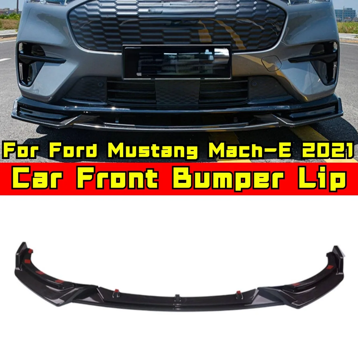 For Ford Mustang Mach-E 2021 Car Front Bumper Spoiler Lip Diffuser Modification Part Bumper Guard Protector Cover Accessories