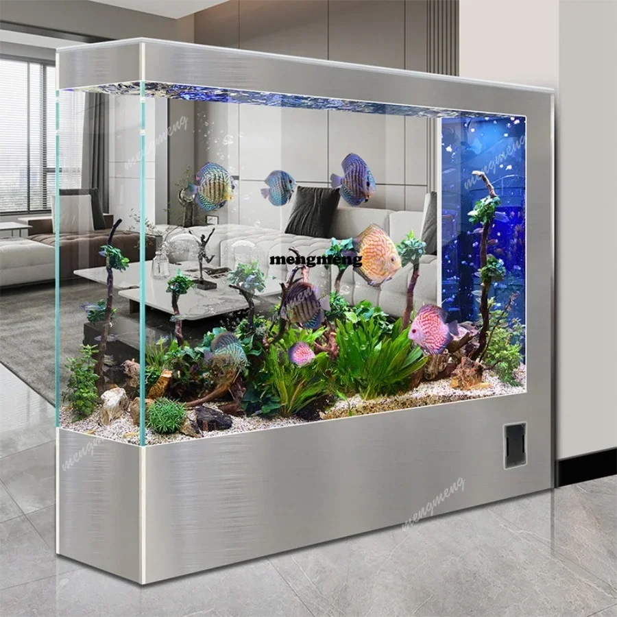 A4567 Ecological fish tank living room new floor-to-ceiling household integrated screen new fish tank ultra-white glass