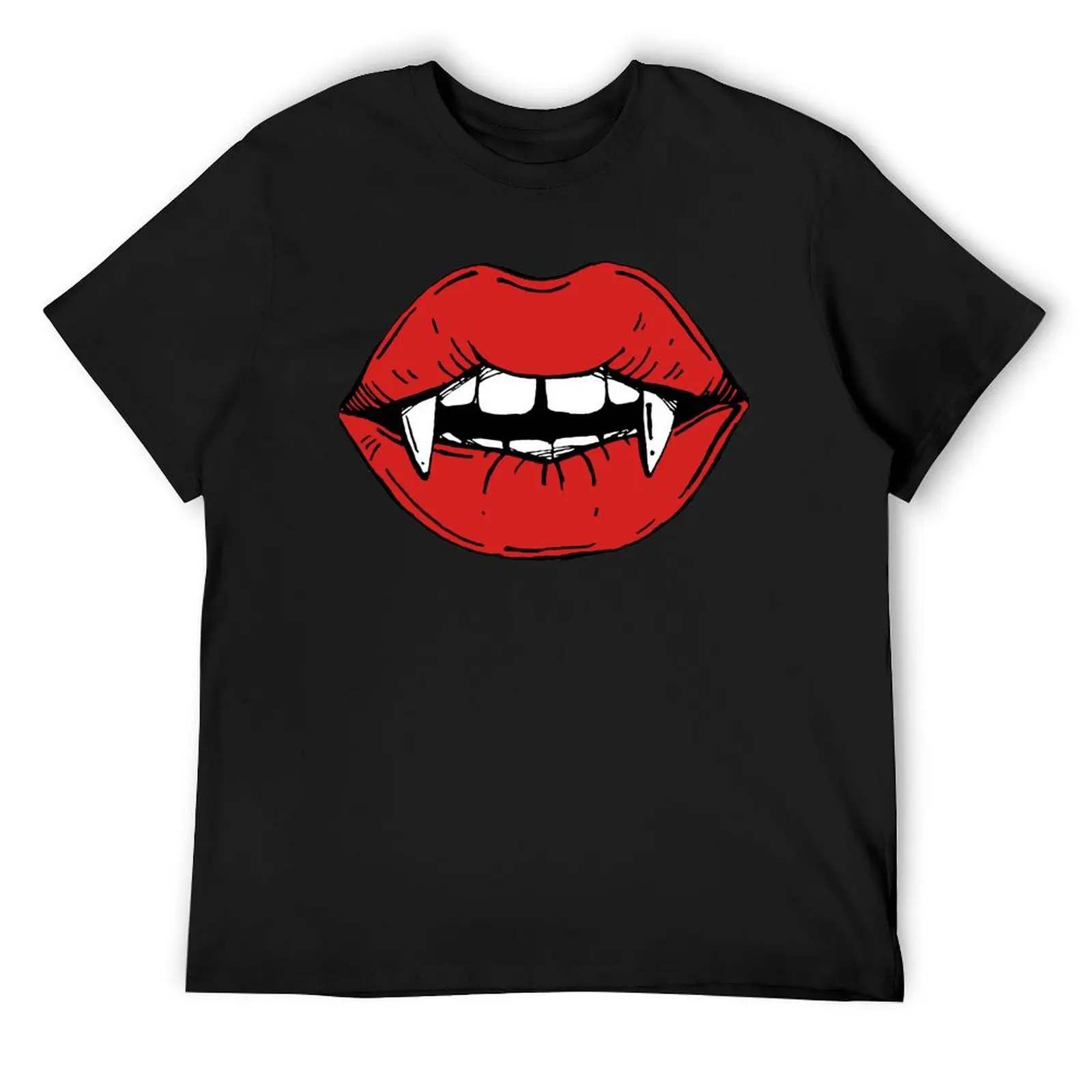 

Vampire red lips on black background T-Shirt hippie clothes shirts graphic tees funny costumes tops mens tall t shirts