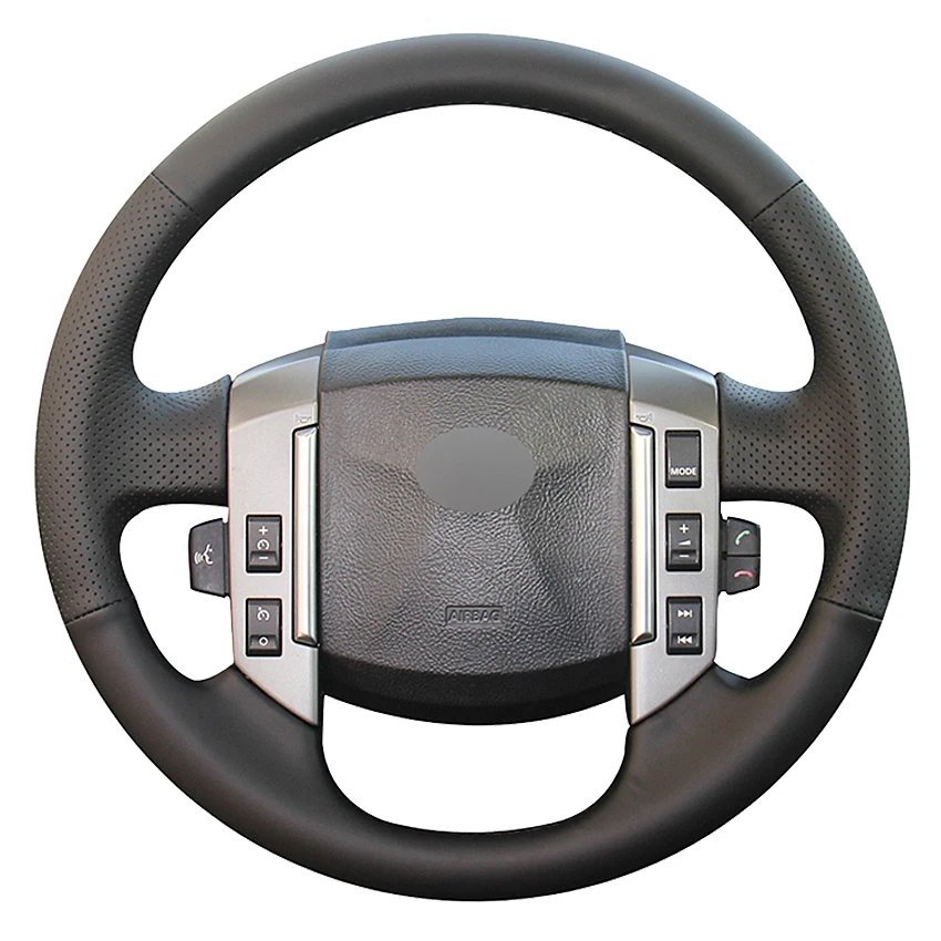 

Black Genuine Leather Hand-stitched Car Steering Wheel Cover For Land Rover Old Range Rover Sport 2005-2009