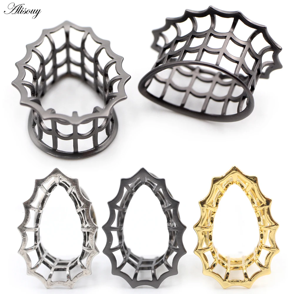 Alisouy 1PC 8-25mm miedziana kropla wody Hollow Spider Web tunele do uszu wtyczki Expander nosze wskaźniki kolczyk Piercing biżuteria do ciała