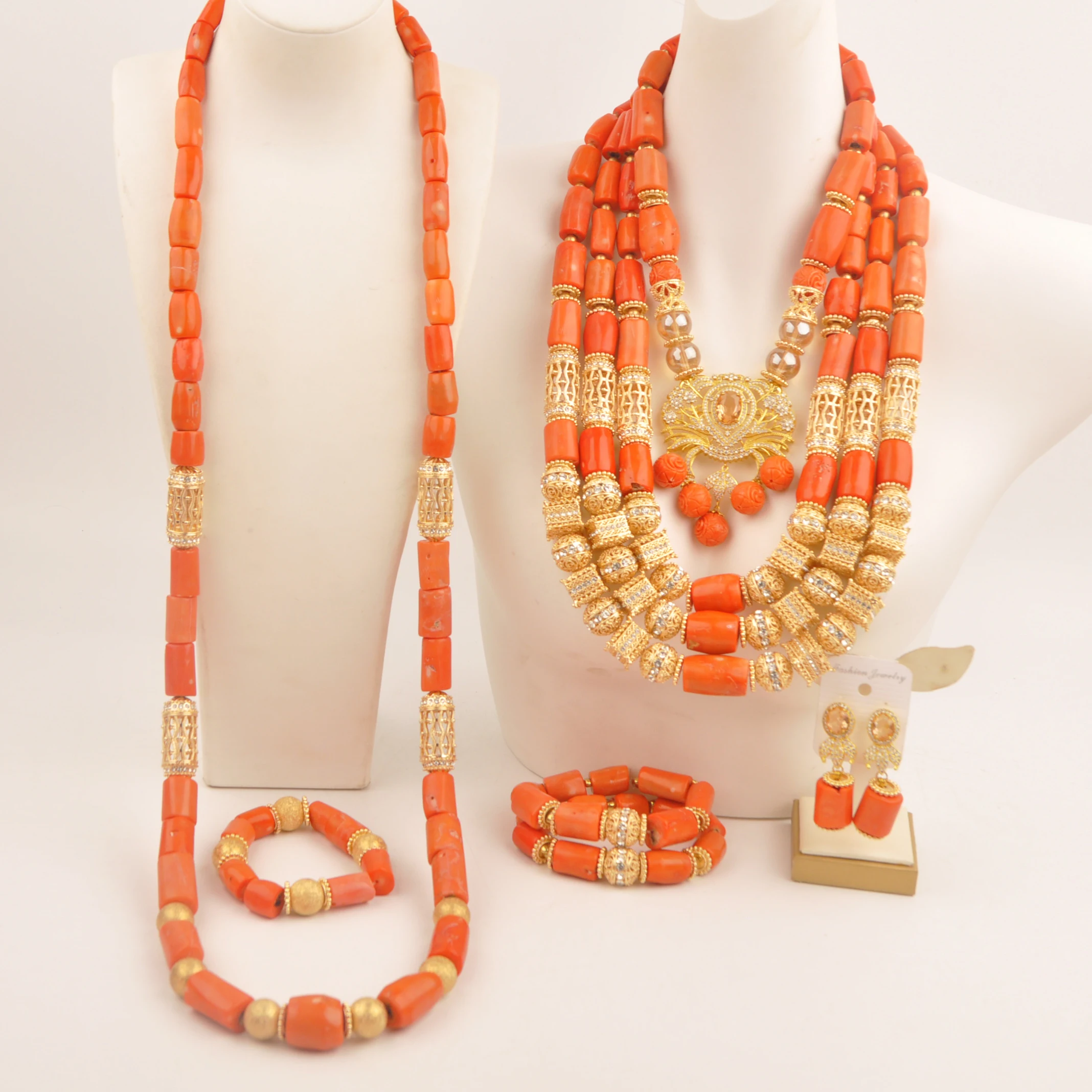 

Necklace Wedding Fashion Nigerian Jewelry Orange Natural Coral Collection Africa