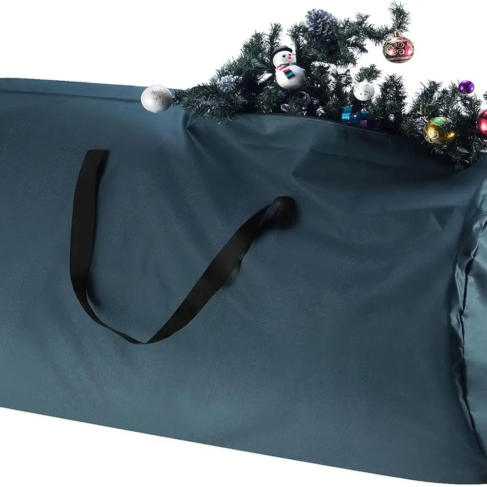 

Зеленая холщовая сумка для рождественской елки на молнии — вмещает искусственные деревья 12 футов, защищает праздничные украшения