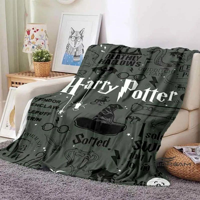 2025 New1PC Harry Potter herramientas mágicas de dibujos animados manta impresa para el hogar sofá viaje suave y cómoda manta regalos para adultos niños