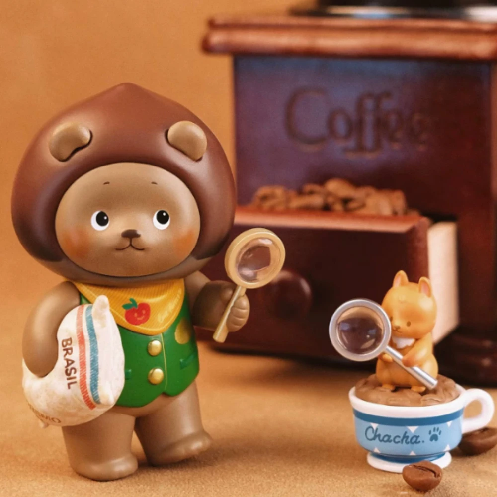 Bear Coffee Club Xiong Xiong Coffee House Series Blind Box Character Collectible Action Figure Backpack Pendants Toys