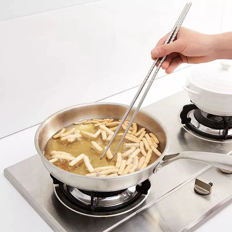 1 Pair Cooking Chopsticks Stainless Steel Chopsticks Extra Long Frying Chopsticks Hot Pot Long Chopsticks Dishwasher Safe 38cm