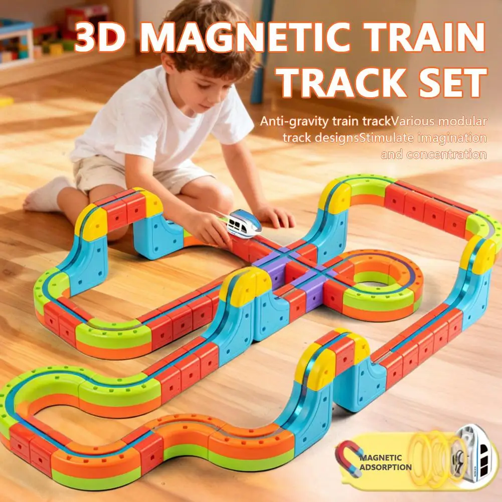 Electric Magnetic Car Toy Magic Flexible Race Track With Anti-Gravity for Kids DIY Building Blocks Toy Train Track Gift