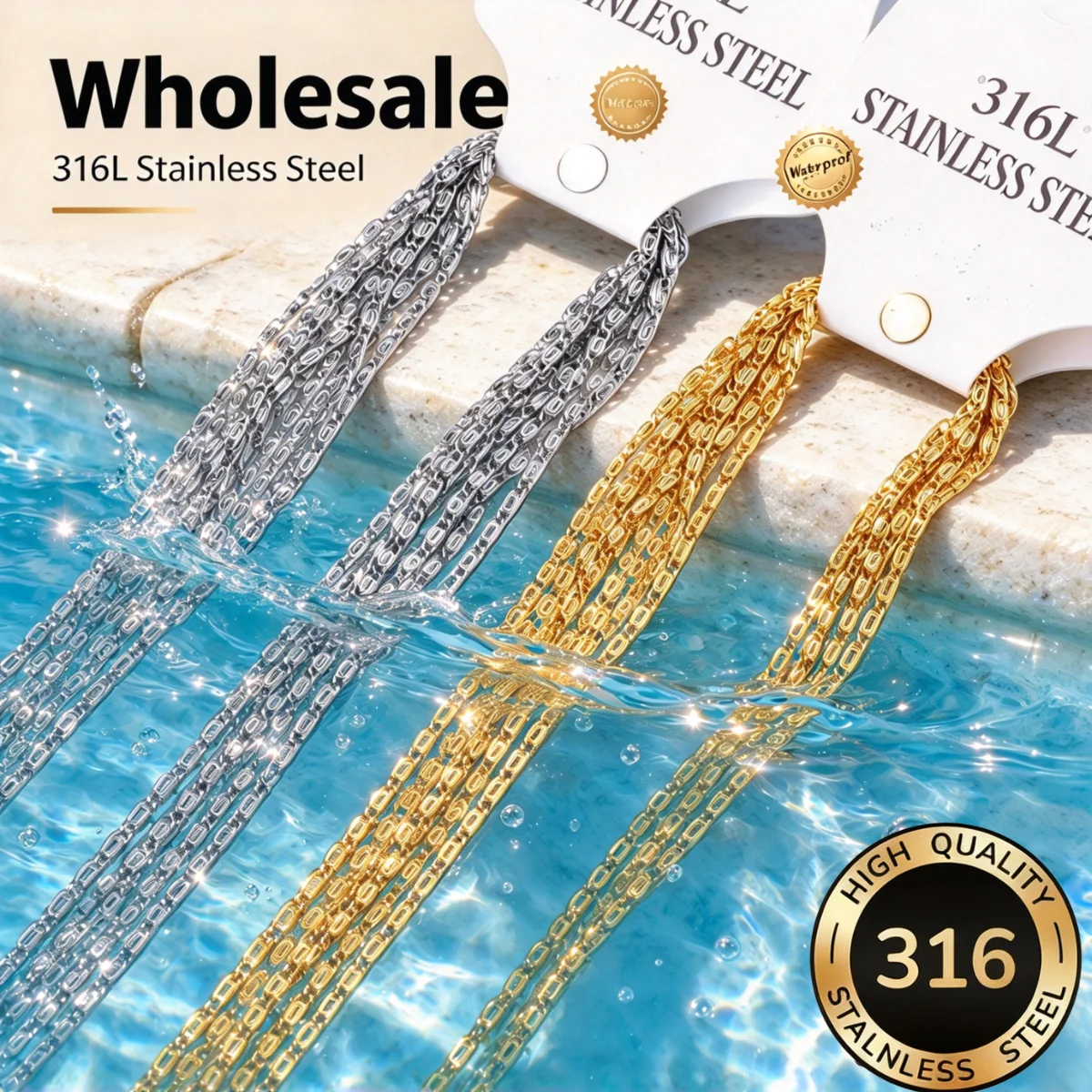 LUXUKISSKIDS 10/30pcs Paperclip Shape Link Chain Necklace Stainless Steel Gold PVD Plated 2MM Width Thin Basic Jewelry Wholesale