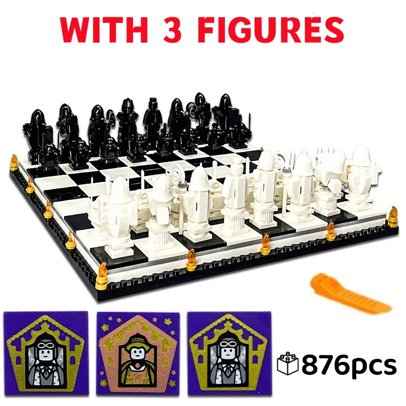 New Film Wizard Chess Building Blocks Magic Creative Challenge Interactive Game 76392 MOC Knight Role Play Bricks Toys Kid Gifts