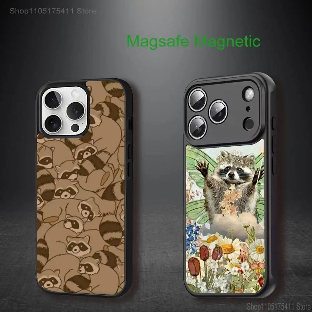 

Cute R-Raccoon Phone Case For iPhone 17,16,15,14,13,12,11,Pro,Max,Plus,Mini,SE4,E Magnetic Magsafe Wireless Charging