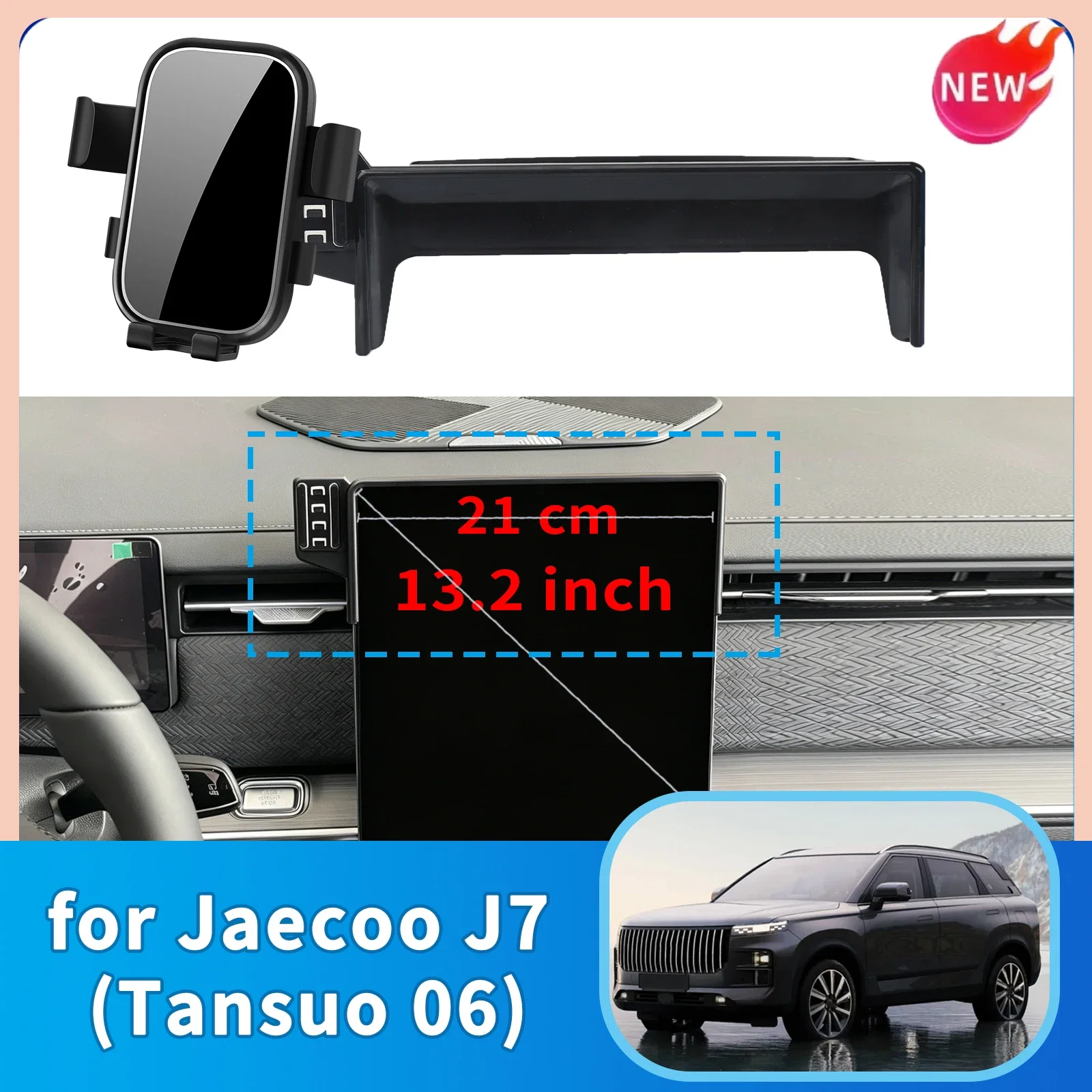 Soporte para Teléfono Móvil para Auto Jaecoo J7 7 2024 2025 2026 de 13.2 Pulgadas (No Compatible con 14.5 Pulgadas), Cargador In