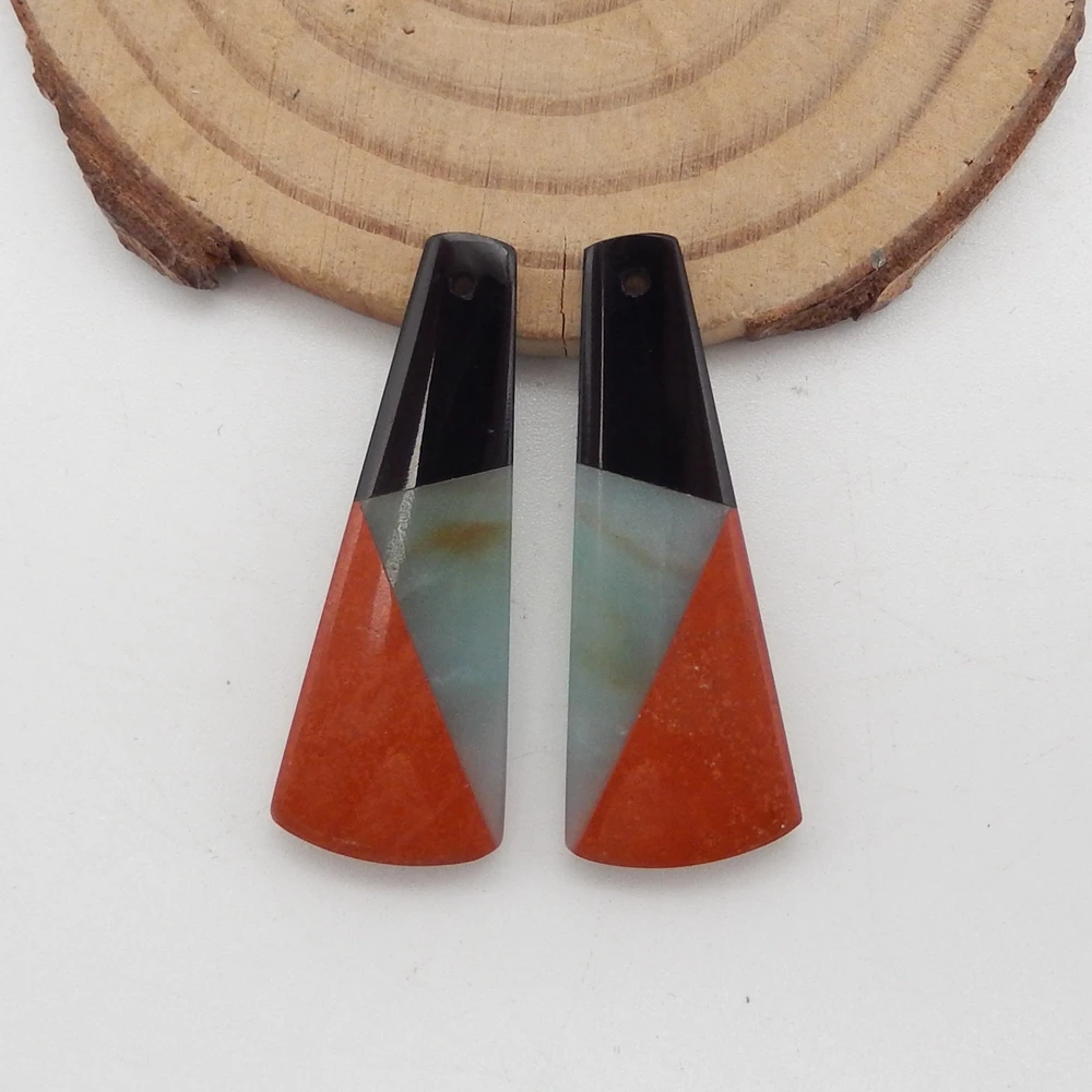 Natural Gemstone Intarsia Earrings for Women, Gemstone Earrings Beads for Jewelry Making, Labradorite, Obsidian and Jasper