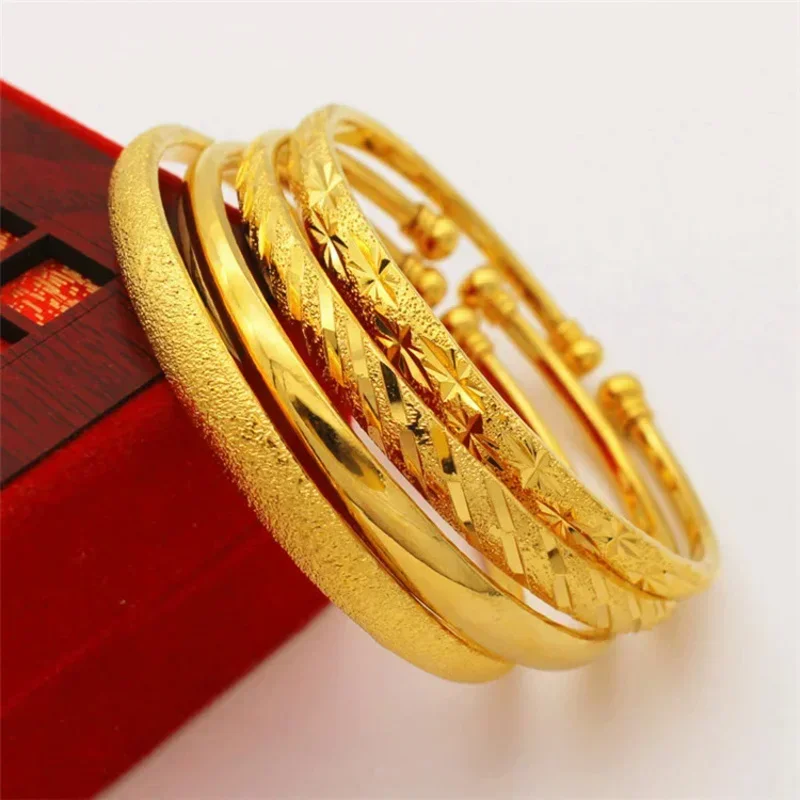 Fashion Brass Plated Vietnamese Sand Gold Opening Gipsophila Bracelet Euro Dollar Gold Long lasting Wedding Jewelry