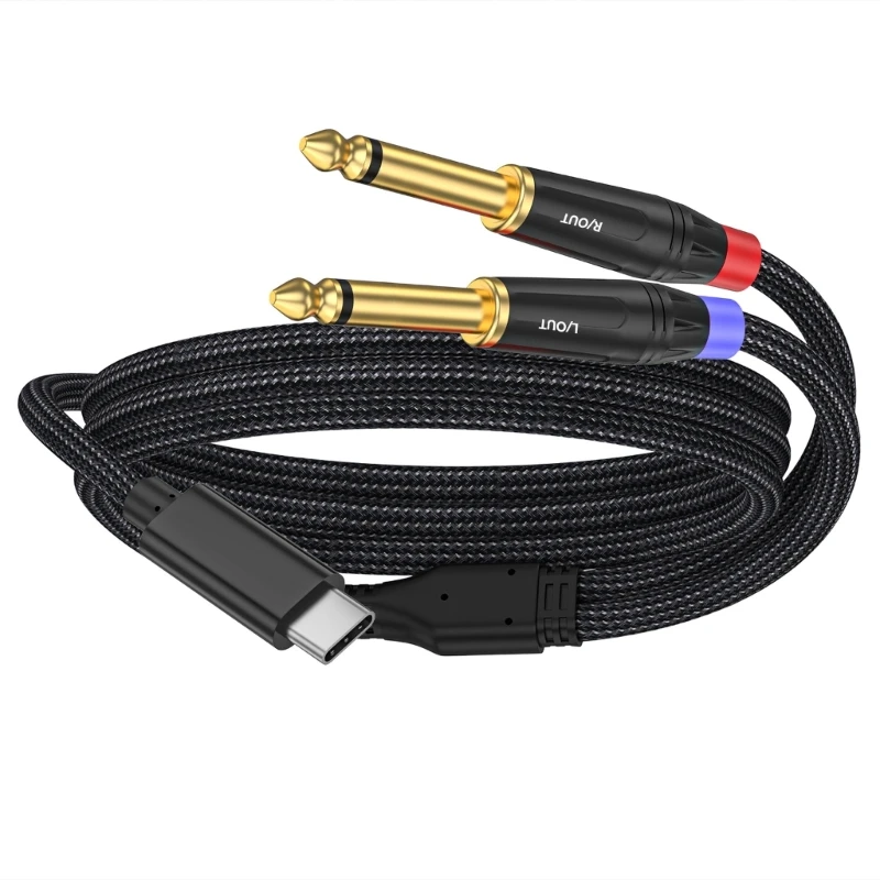 USB Type-C إلى المزدوج 6.35 مللي متر جاك 1/4 كابل الصوت Y كابل الفاصل لأجهزة الكمبيوتر المحمول الهاتف المحمول اللوحي إلى خلاط مكبر الصوت