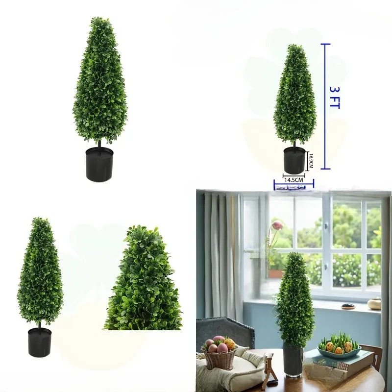 for Artificial Cone Grass Trees Plastic Potted Plants Environmentally Friendly Durable UV Resistant Indoor Outdoor Garden