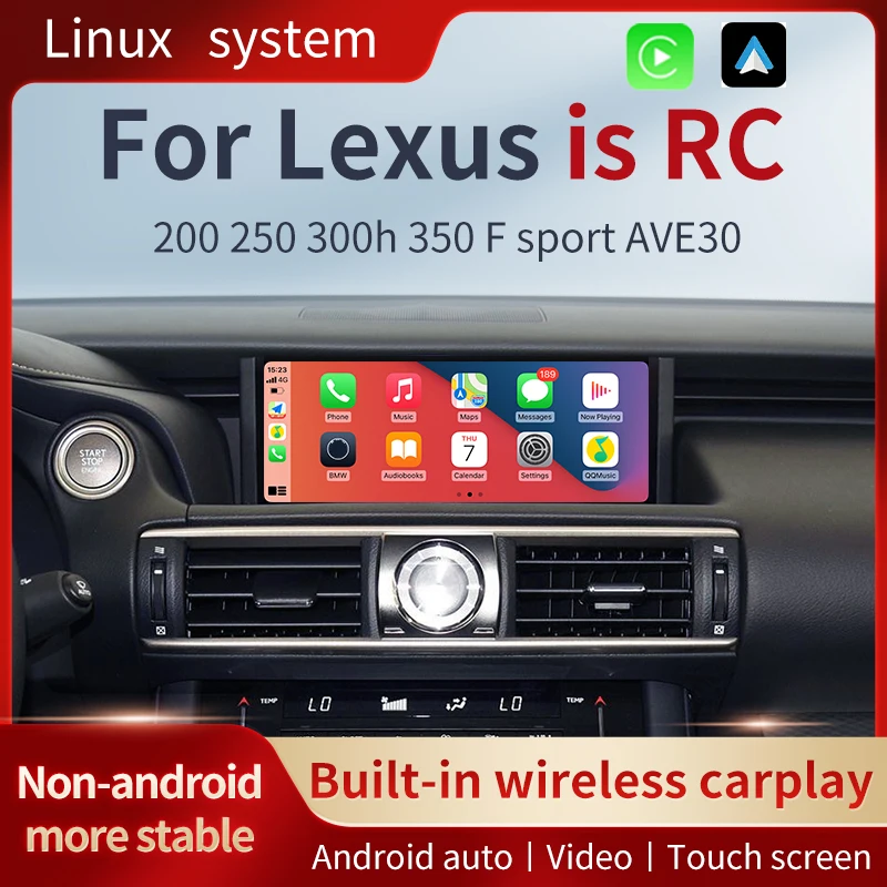 Wireless Carplay Android Auto Radio For Lexus IS RC 200 250 300 350 200t 300h Multimedia Player Navigation GPS linux system