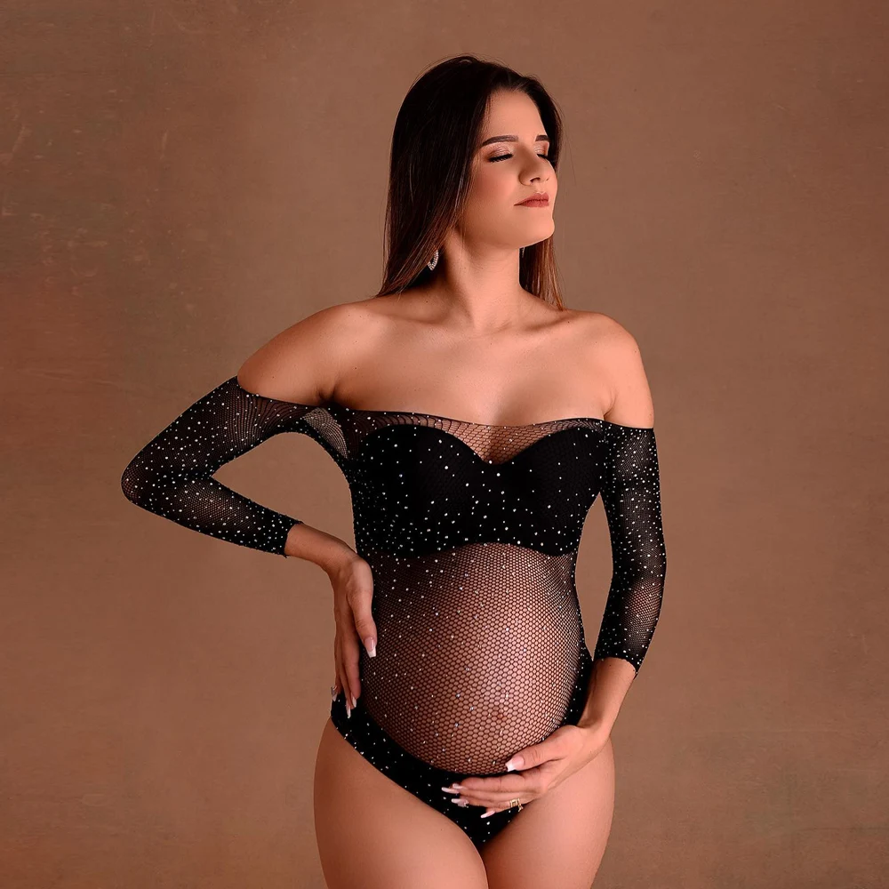 Deusa sexy brilhante pequeno strass maternidade fotografia adereços, Bodysuit elástico elevado, grávida fotógrafo atirar acessórios