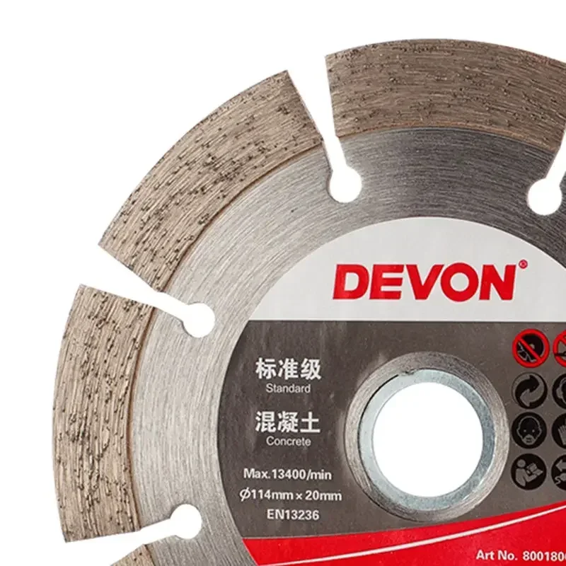 Devon-セグメント化ダイヤモンドソーブレード、アングルグラインダーブレード、ストーンカッティング、コンクリートソーブロック、114x20(16)mm