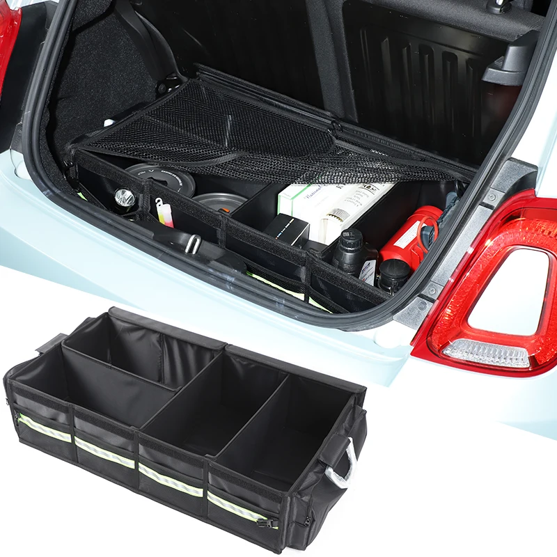 

For 2016-2026 Fiat 500 Car Rear Trunk Storage Organizer Box Interior Storage Insert Compartment Box Accessories