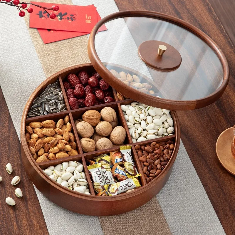 

coffee table, household solid wood nut box, high-end dried fruit plate, snack plate, exquisite high-value candy box