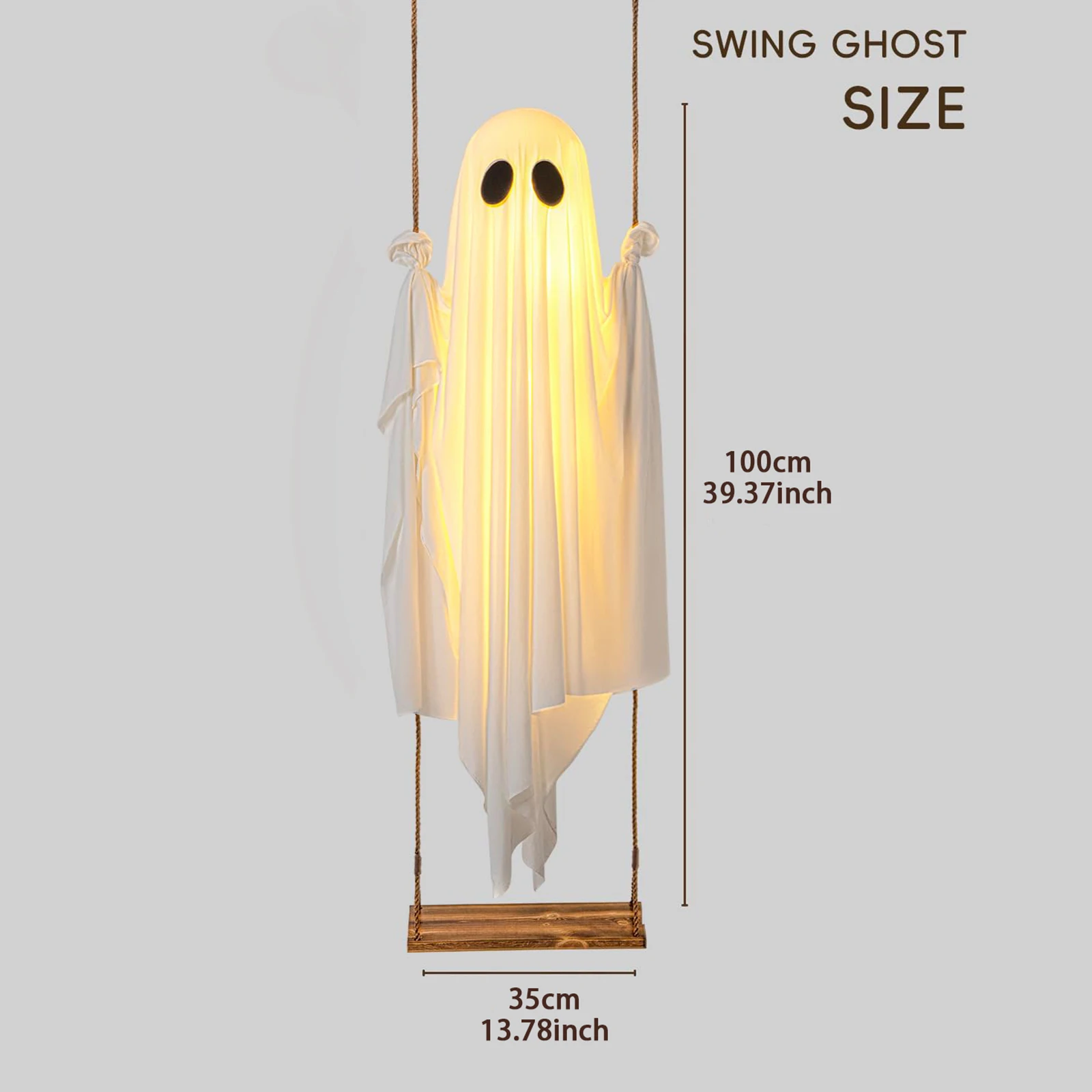 Halloween Hanging Ghost with Swing and LED Lights Spooky Halloween Decorations for Indoor Outdoor Yard Party Haunted House