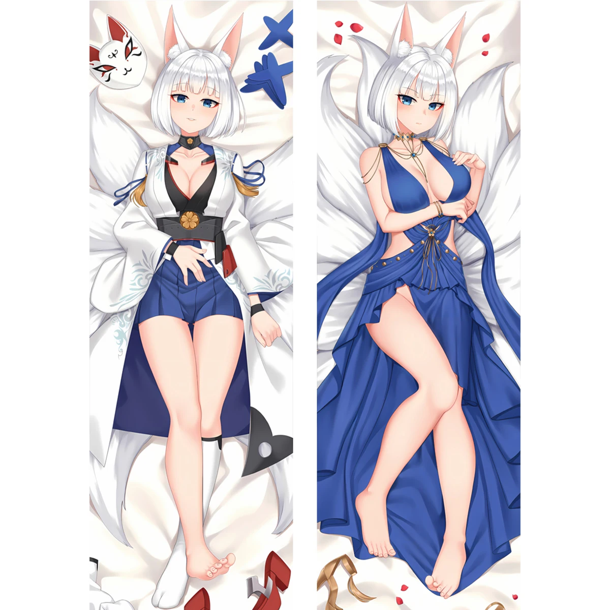 

Anime IJN Kaga Dakimakura Fleet Girl Pillowcase Fox Ears Character Long Life Size Body Pillow Cover
