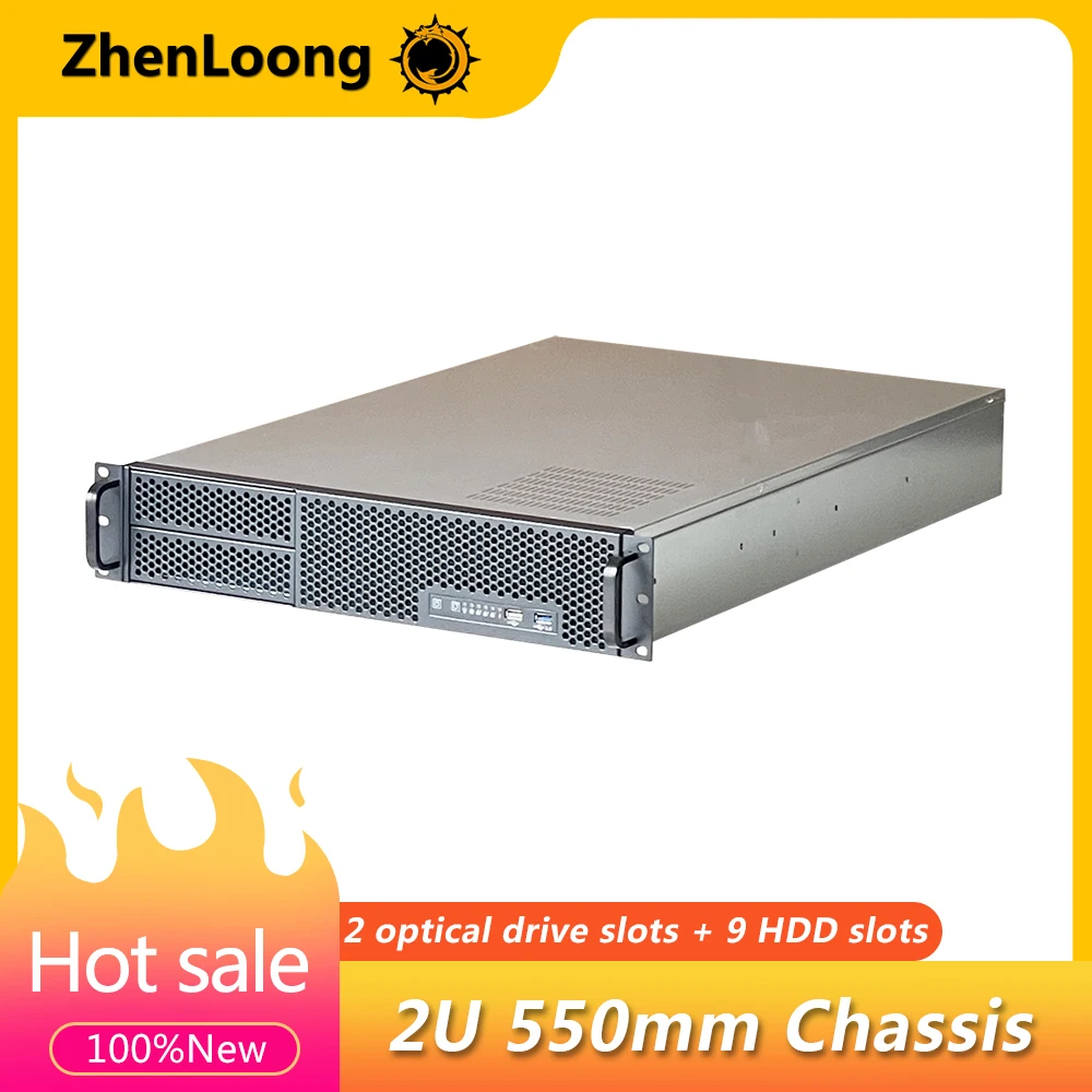 

ZhenLoong 2U 550mm Rack-mount Chassis For ATX Compatible With Server Half-height PCI Expanional Slots 5.25" Optical Drive Bit