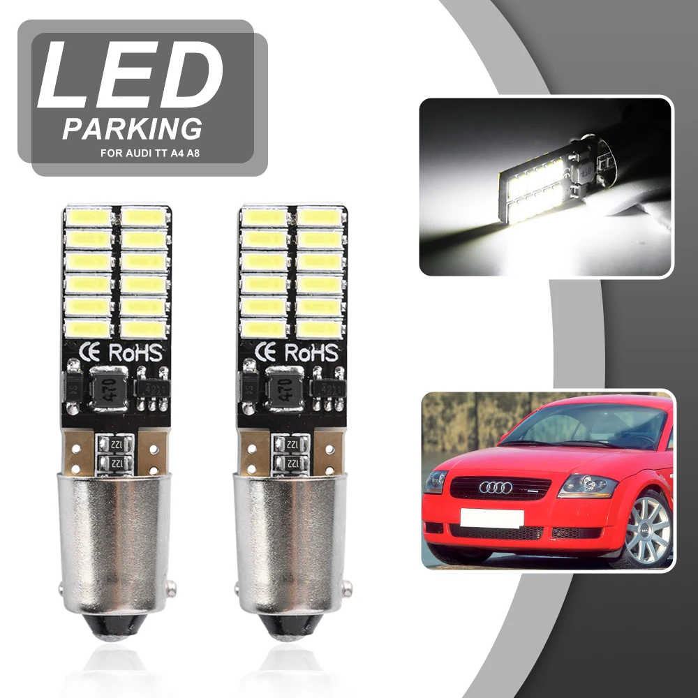 2x Witte LED H6W Zijlicht Lamp Voor Audi TT A4 S4 B6 A8 D2 BAX9S 64132 Canbus Auto Parking positie Klaring Stad Lampen