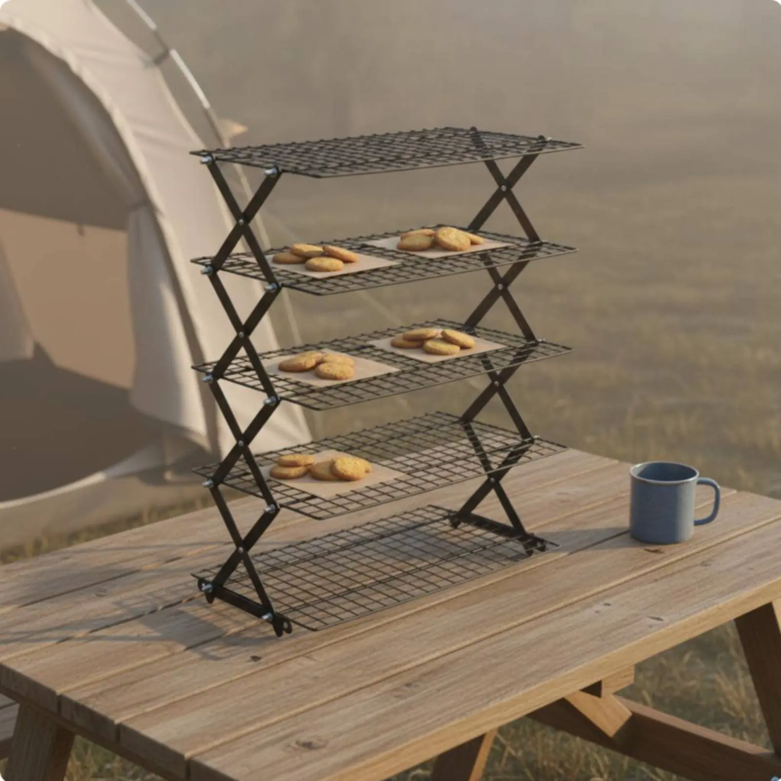 Multi-Tier Cooling Rack Space-Saving Foldable Baking Rack Stackable Pastry Shelf Food-Grade Rust-Resistant for Pastry Chefs