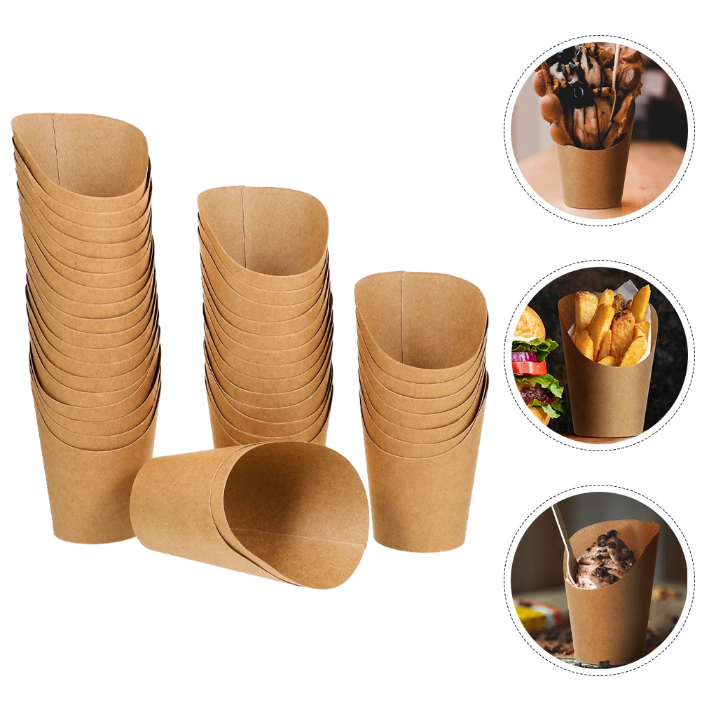 

80 Pcs Ice Cream Cup Disposable Cups Fries French Holder Paper Candy Fried Food Snack