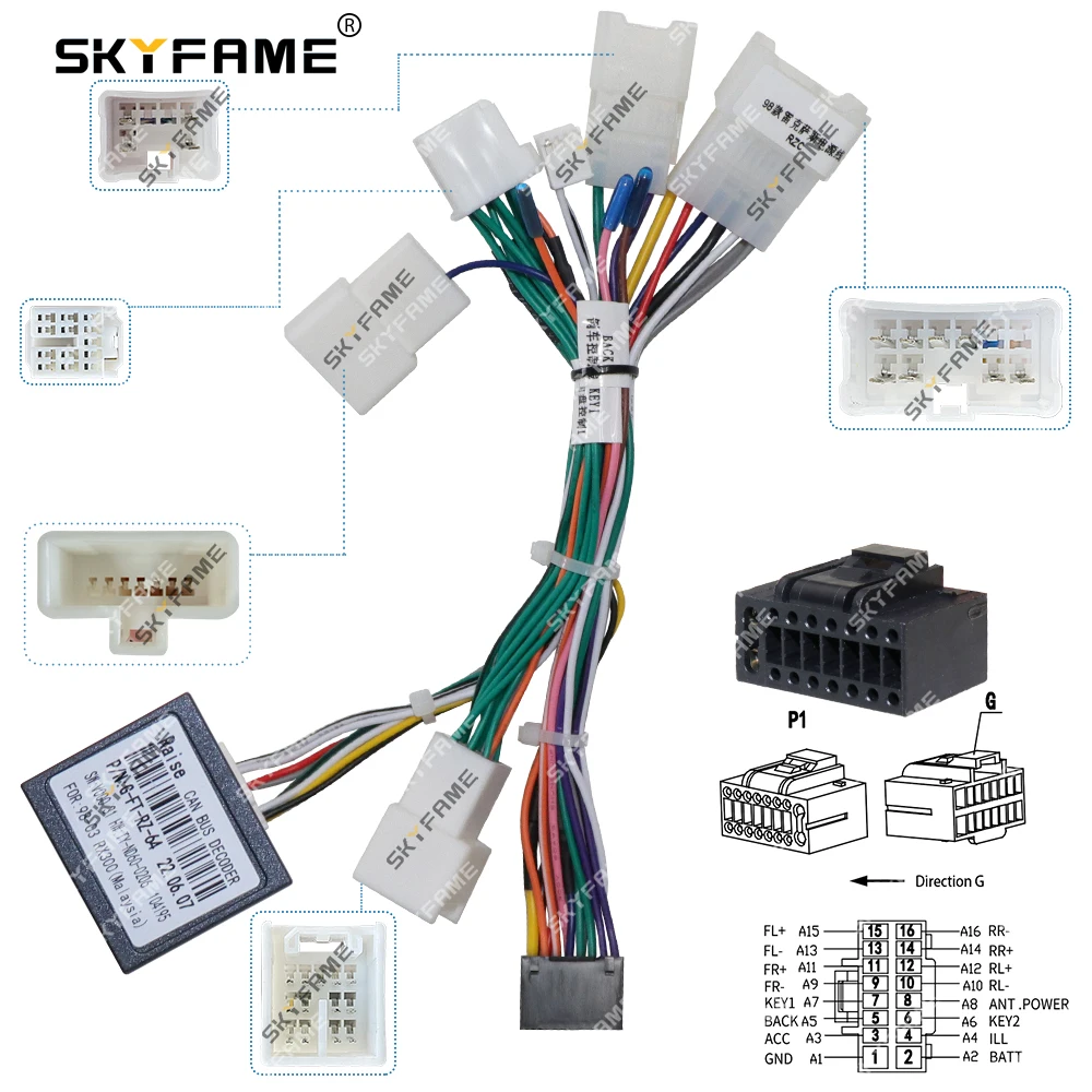 SKYFAME سيارة 16pin الأسلاك تسخير محول Canbus صندوق فك أندرويد راديو كابل الطاقة لكزس RX300 RX