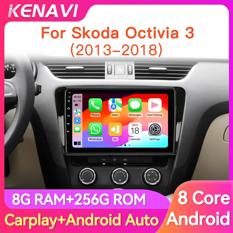 Car Stereo Radio For Skoda Octavia 3 A7 2013-2018 Lntelligent Multimedia Video Player GPS Carplay Android Auto Head Unit Screen