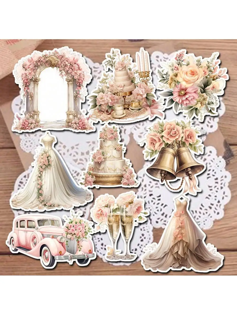 Wedding Decoration Painting Watercolor Sticker For Wedding Dress Flowers Candles Scrapbooking Diary Diy Decoration WeddingDecals