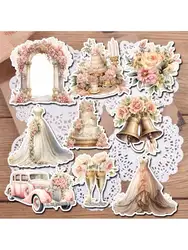 Wedding Decoration Painting Watercolor Sticker For Wedding Dress Flowers Candles Scrapbooking Diary Diy Decoration WeddingDecals