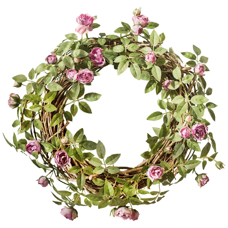 Silk Rose Artificial Flower Vine Wedding Garland Layout Outdoor Garden Indoor Home Room Wall Christmas Decoration Accessories