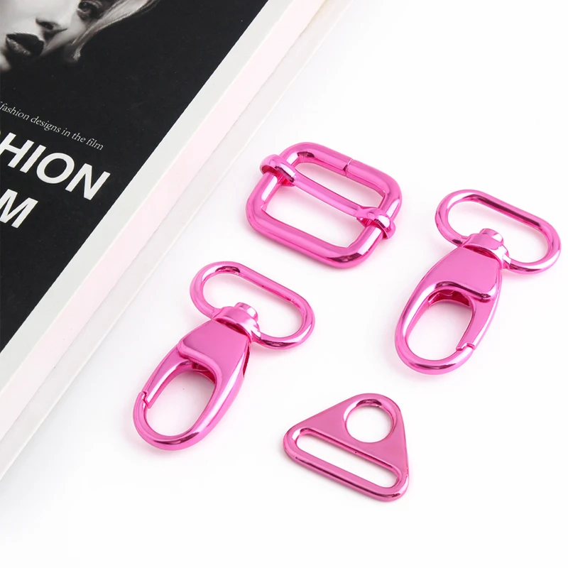 5PCS three styles pink multifunctional metal belt adjuster metal pet silder pin buckle messenger bag mountaineering buckle