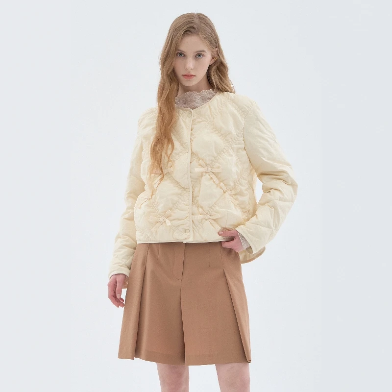 

Lightly Connected 0 Pressure Korean Style Autumn Winter Lightweight Warm Quilted Knot Decorated Casual down Jacket