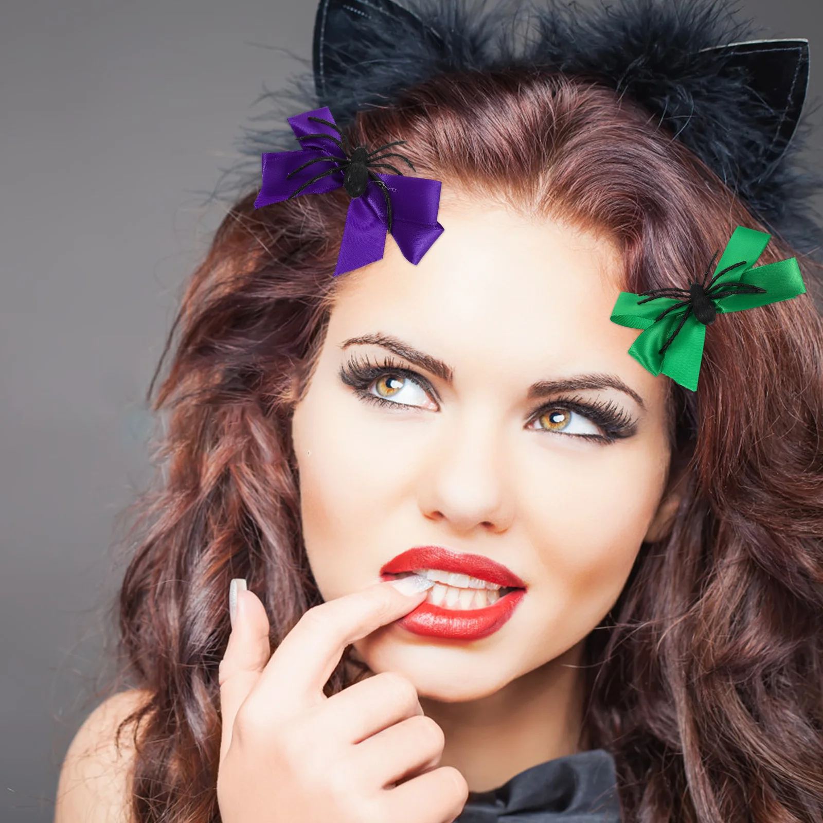 

Набор из 8 заколок-пауков для Хэллоуина, аксессуары для волос для косплея, праздничные банты для женщин, заколки-пауки