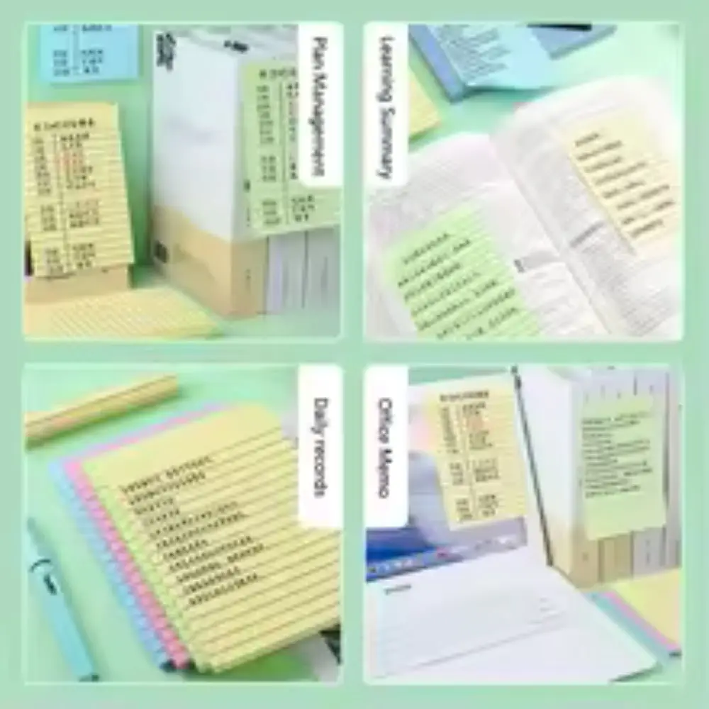 100/200 pagine di foglietti adesivi con linea orizzontale Quaderni di carta Note adesive per ufficio per studenti di grandi dimensioni