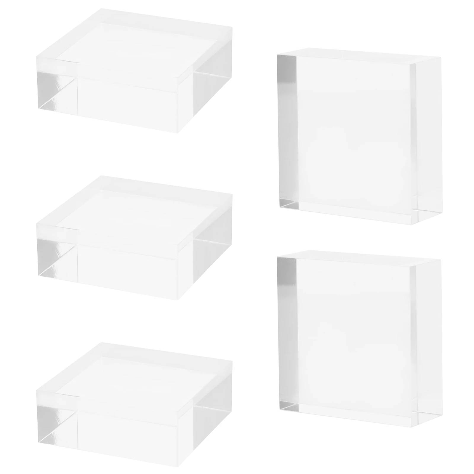 

5 Pcs Display Block High Transparent Acrylic Showcase Pedestal Square Cube Jewelry Stand 5X5X2cm Earring Holder