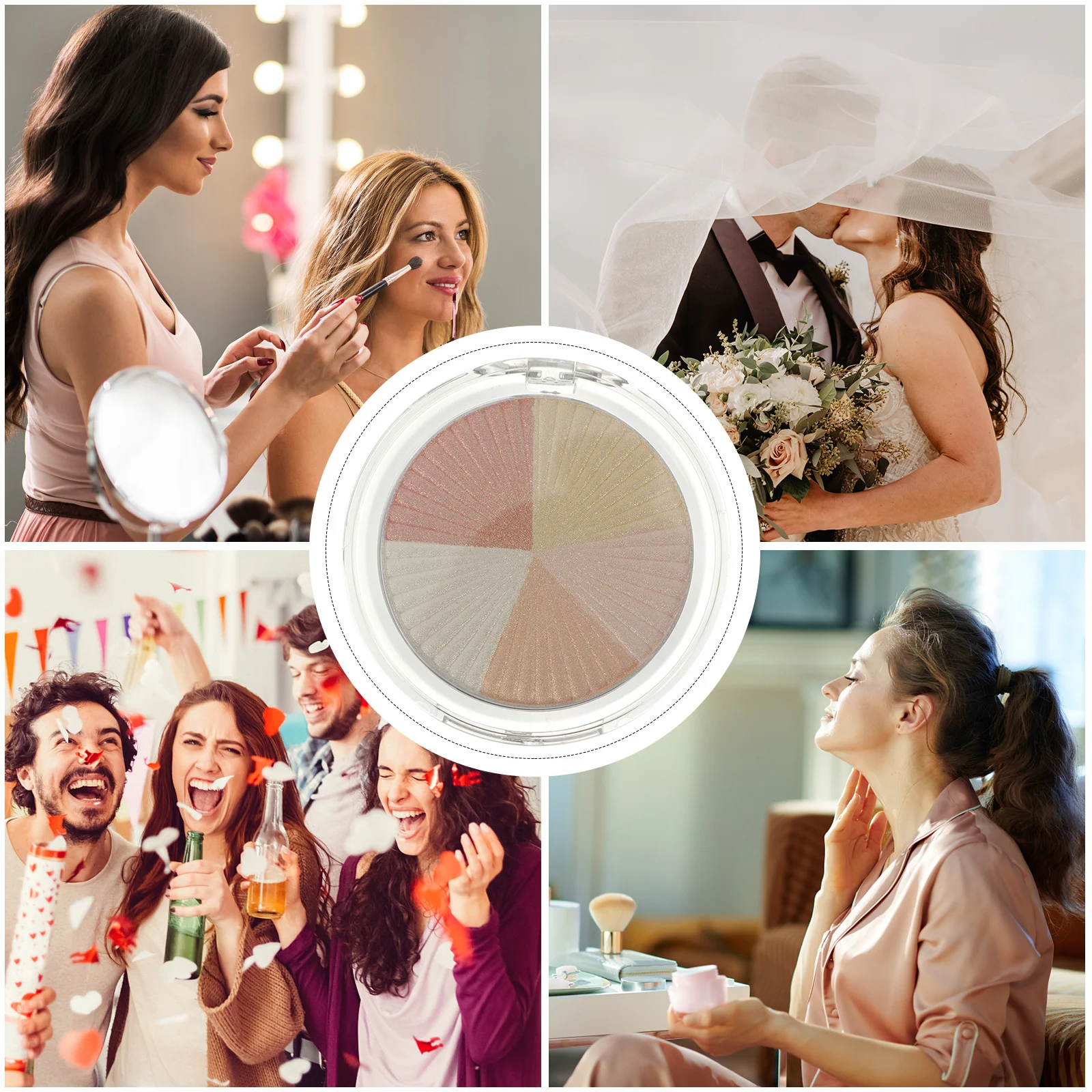 1 caixa 5 cores pó de alta luz rosto shimmer pressionado acabamento em pó para mulheres maquiagem brilho de longa duração estéreo