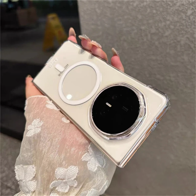 

Чехол для Honor Magic V5 5G, магнитный прозрачный жесткий чехол MagSafe для кристалла, прозрачный анти-телефонный чехол, противоударный бампер