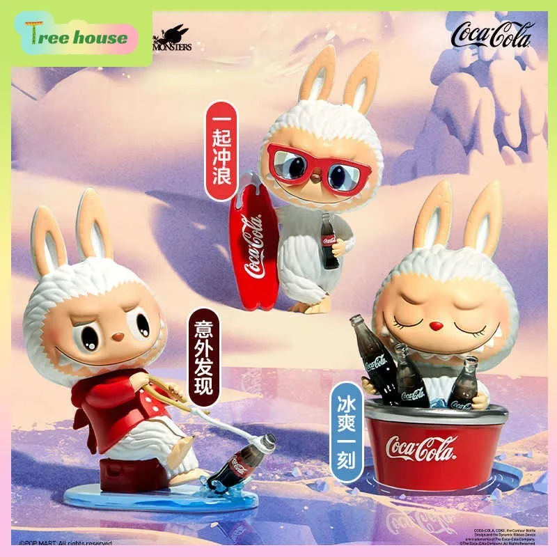 POP MART LABUBU×Cocacola THE MONSTERS Blind Box Mystery Cute Baby Doll Room Ornament Model Pendant Toys for Kids Christmas Gift