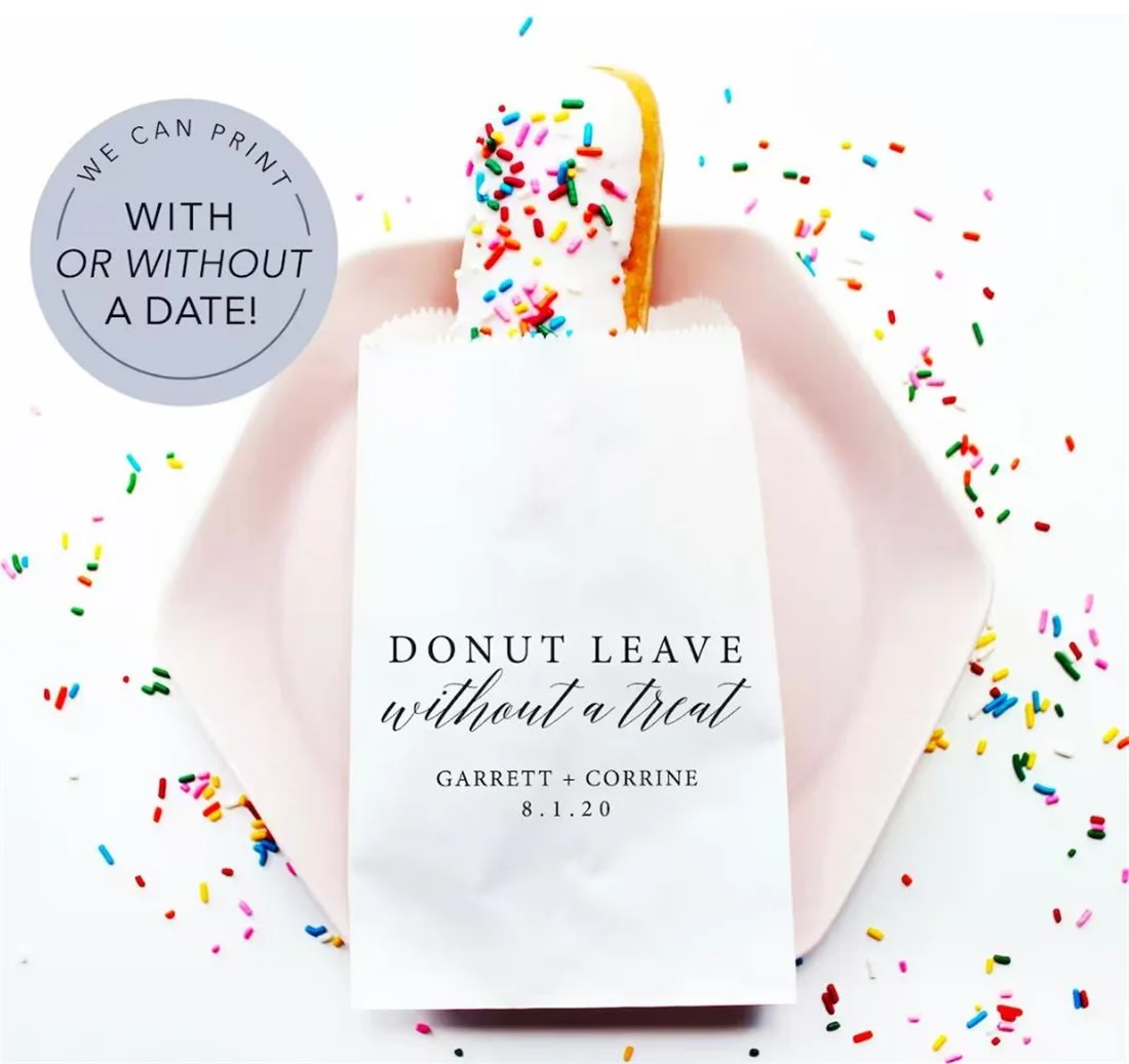 50 Donut Leave without a treat Favor Bag | Wedding Favor Bags | Personalized Wedding Favor Bags, Custom Favor Bags | Donut Mind