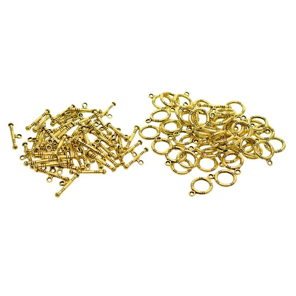 

2-4pack 50 Sets Vintage Gold Round Bar OT Toggle Clasps Jewelry DIY Making