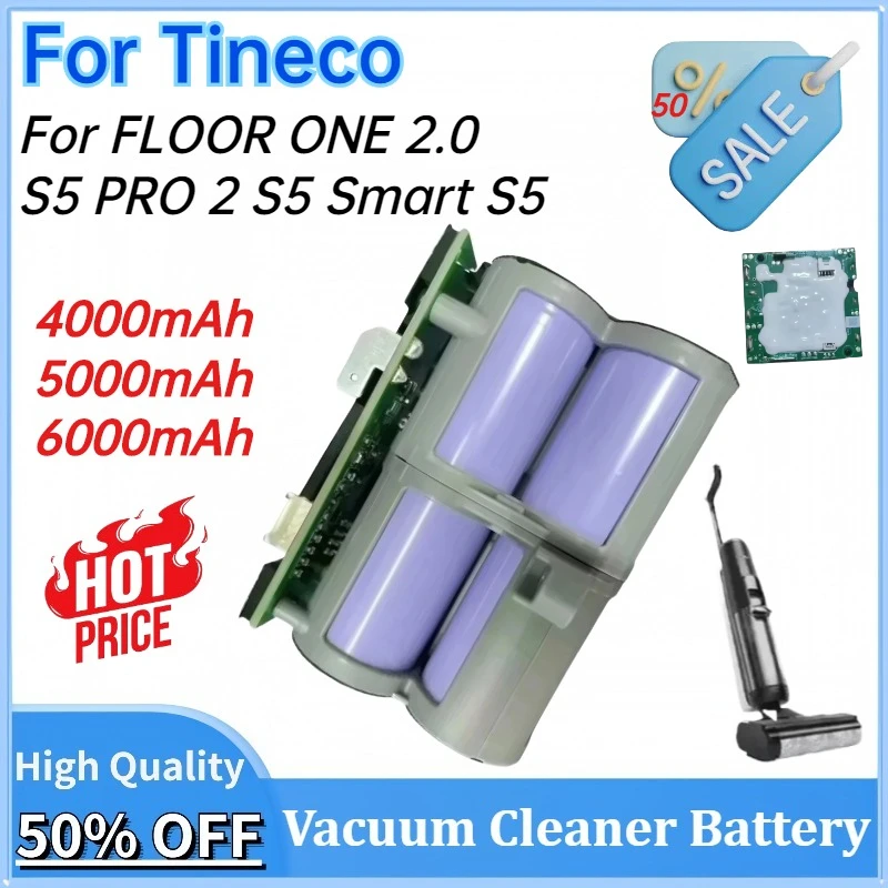 

New 21.6V 4000~6000mAh Replacement Battery for Tineco FLOOR ONE 2.0 S5 PRO 2 S5 Smart S5 Steam Floor Scrubber Accessories Parts