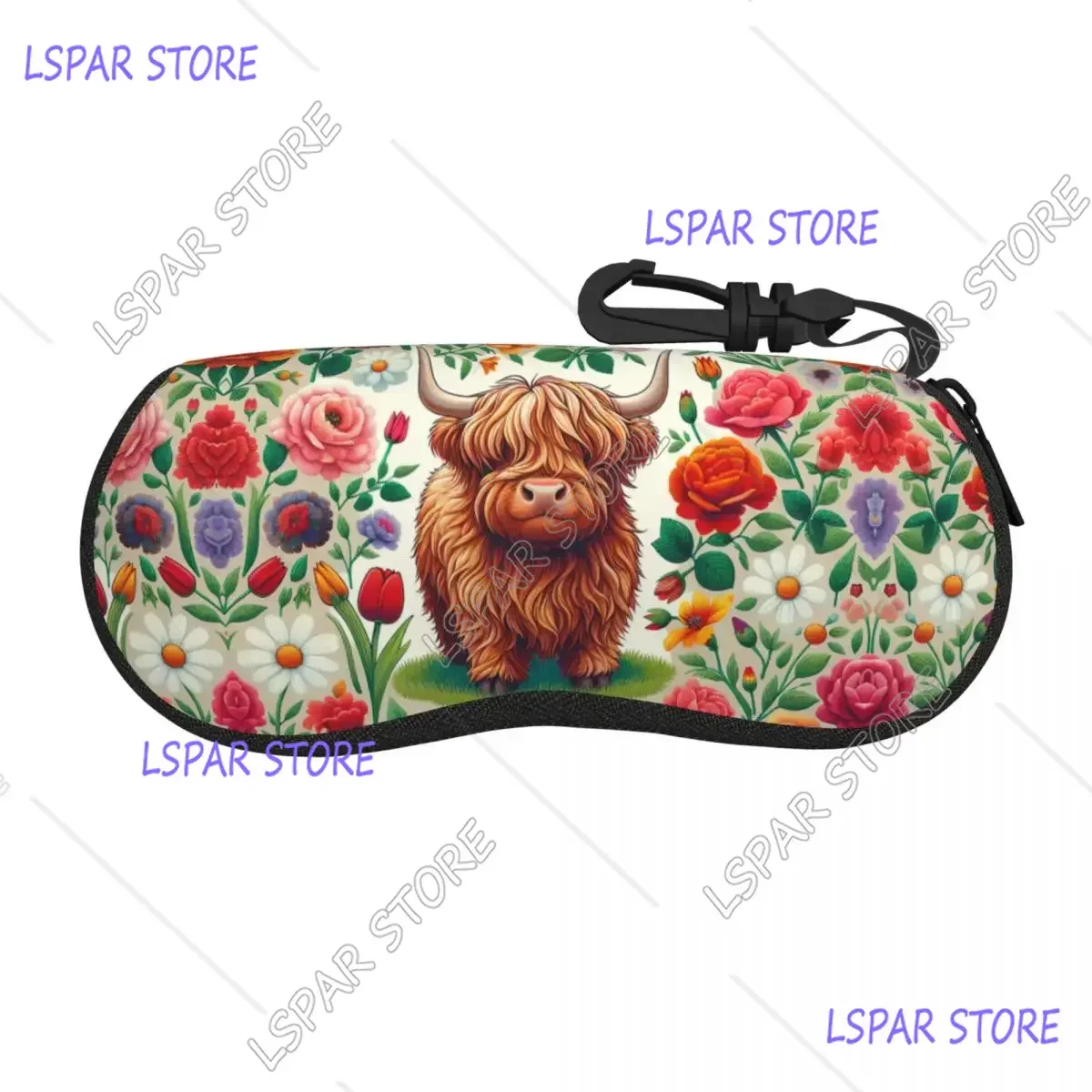 

Пользовательский чехол для очков Highland Cow And Flower для мужчин и женщин, мягкая защитная сумка для солнцезащитных очков