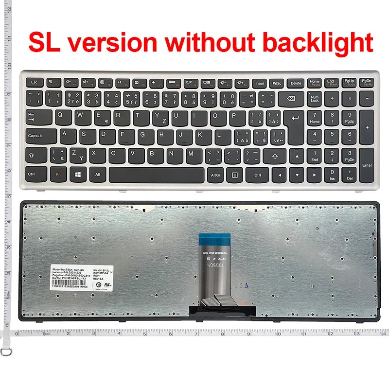 US/RU/UK/IT/BE/SL/BG/NW/EF/SA/ Klawiatura do laptopa Lenovo Ideapad Z710 U510 srebrna ramka z podświetlanym podświetleniem — zdjęcie 6