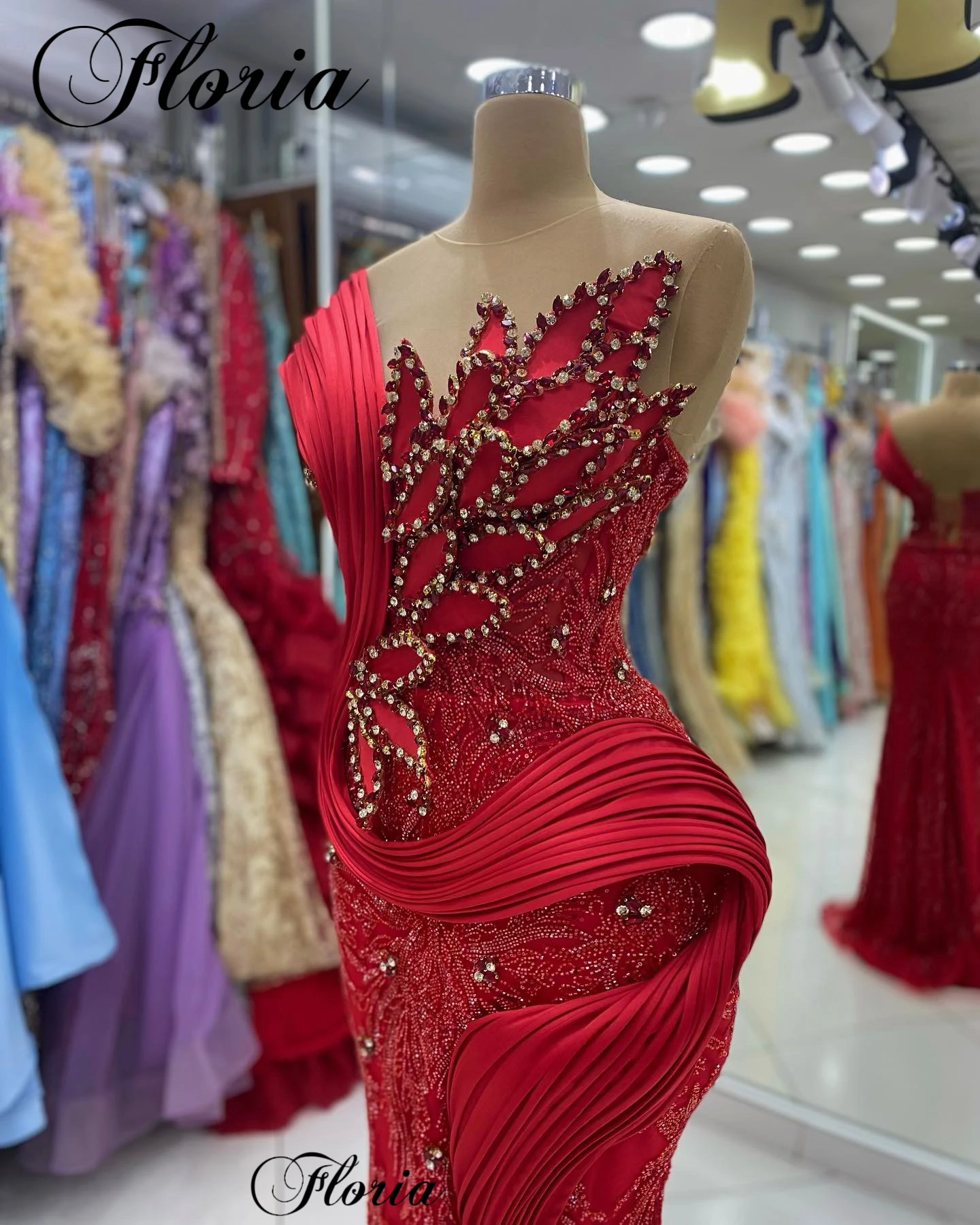 2024 New Red Celebrity Dresses Mermaid Sleeveless Elegant Red Carpet Runway Dresses Vestidos De Noche Prom Party Dresses Custom