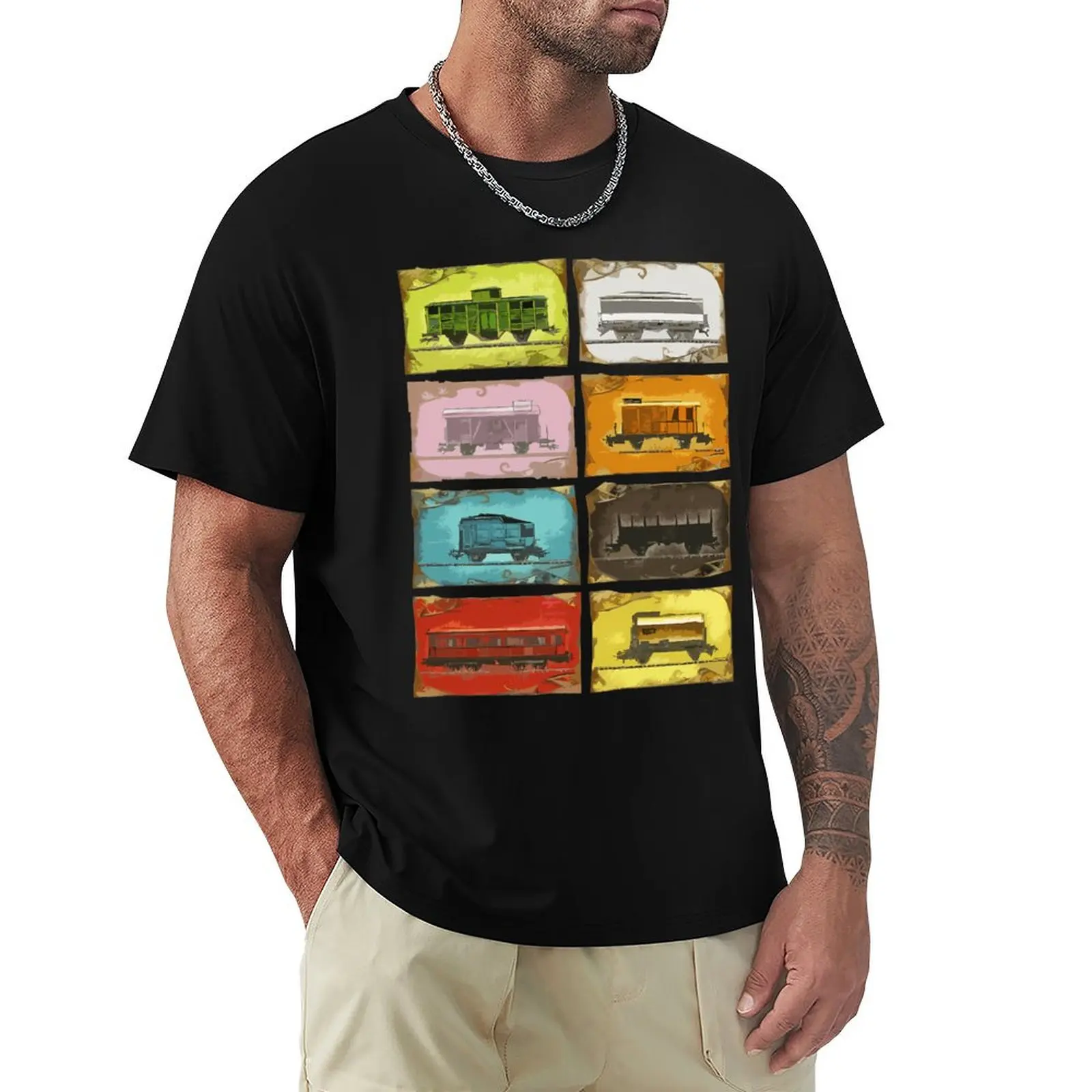 Ticket To Ride The Trains On Black T-Shirt T-shirts oversize funny gifts blue lock graphic shirts t shirt for men